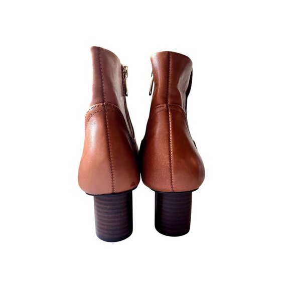 Draper James Bethany Booties Women’s 8 | Cognac Brown Leather Ankle Boots Block - Picture 7 of 10